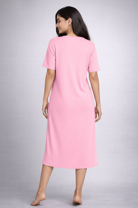 Zivame 2 Mile Fashion Knit Cotton Loungewear Dress - Cameo Pink — image 4